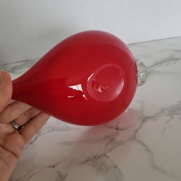 Glass Art Swan Red White Clear Figurine Dish Decorative - Picture 5 of 8